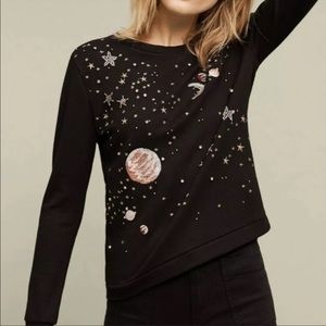 Anthropologie Embellished Space Sweatshirt/Sweater